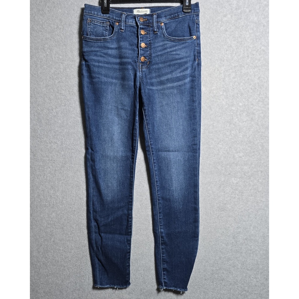 Madewell Womens Size 28  MidRise 9" Skinny Jean Button Fly Raw Hem Capsule Denim